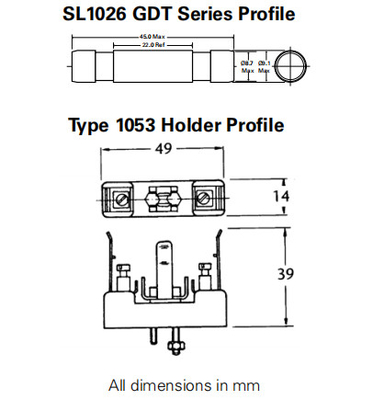 GDT плазмы ограничителя перенапряжения разрядки газа наивысшей мощности Littelfuse SL-1026-700
