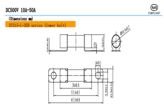 EV315-H EV315-L 3E / 3EB / 3ED Автомобильные предохранители DC500V 10A-50A Специальный электромобиль