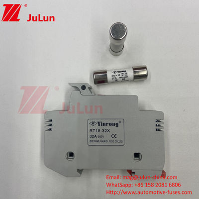 10x38мм 32А Серебряный элемент солнечный предохранитель для фотоэлектрической RT18-32X 10*38мм цилиндрический предохранитель держатель с 32A 690В низкий