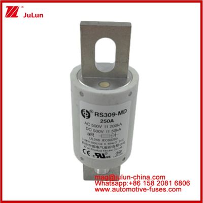 250A 500VAC Ev Fuse RS309-MD-200KA 500VDC 50KA AR Каремический постоянный ток Производительность трубчатая Автомобильная болтная стойка