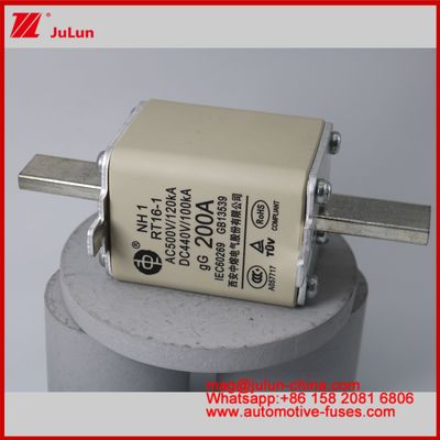 NH1 RT16-1 200A AC500V 120KA DC 440V 100KA Автомобильные керамические авто-защитные устройства Бледное устройство для электромобилей / электромобилей Малый размер Защита от короткого замыкания с высоким номинальным током