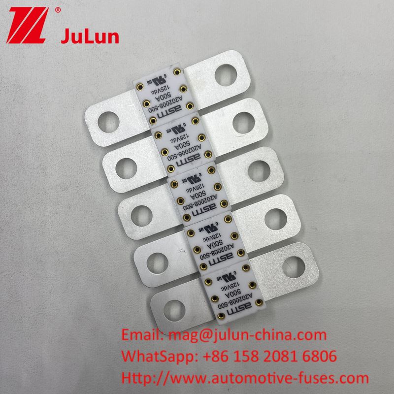 68*17.7*12mm A202008 350A 125VDC EV FUSE Высокая пропускная способность менее 125Vdc для оптимизации производительности электромобилей