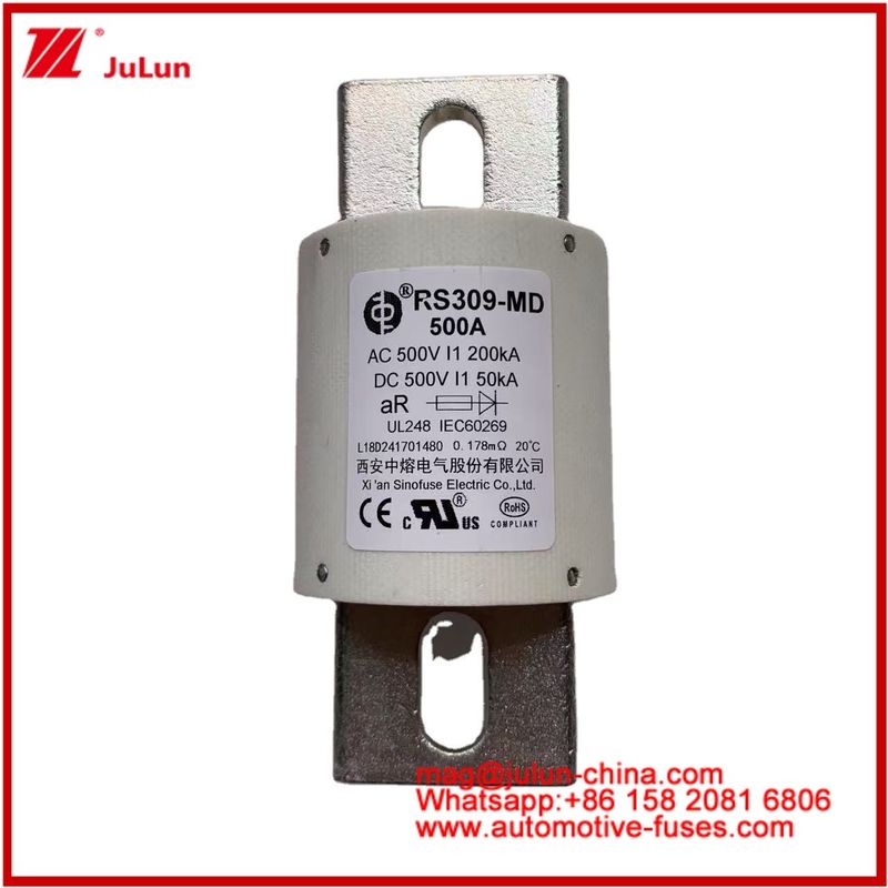 500VDC 200KA 500VAC 50KA AR Трубчатый керамический быстрый предохранитель FUSE RS309-MD 500A Для электромобилей и систем батарей