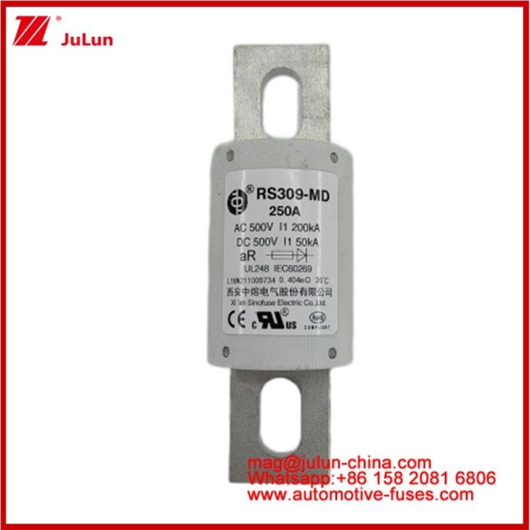 250A 500VAC Ev Fuse RS309-MD-200KA 500VDC 50KA AR Каремический постоянный ток Производительность трубчатая Автомобильная болтная стойка